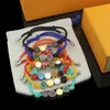 Pulseira de cordão colorida com cordão de 6 cores e fios em caixa de presente SL01259Q