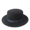 Basker män platt ull topphatt bowler för gentleman tea party pappa vinter trilby storlek 56-58 cm