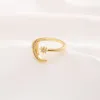 Modna minimalistyczna CZ Stones Moon Star Otwarcie 24 K KT Fine Gold Gf Ring Urocze kobiety biżuteria