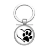 Portachiavi Cordini Love Cat Pet Footprints Cani Cabochon in vetro Portachiavi Borsa Portachiavi per auto Portachiavi Charms Colore argento per le donne Gi Dhvjl