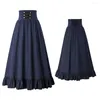 Rokken Vrouwen Renaissance Rok Elastische Taille Tweeweg Uitlopende A-lijn Vintage Steampunk Lady Casual Maxi Gothic Club Party