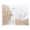 Gratulationskort 10st Set Laser Cut Wedding Invitations Card Elegant Lace Favor Rose Gold Silver Business Party Decor Supplies190a