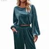 Kvinnors tvåbitar byxor Kvinnor Velvet Fashion Set Women's 2023 Autumn/Winter Casual Two Piece Set T230727