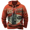 Waistcoats Vintage Hooded Men's Sweater Racing 3D Print Street Hoodie Sweatshirt vinterlång ärm