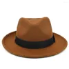 Bérets Hommes Femmes Laine Panama Chapeaux Large Bord Noeud Papillon Sunhat Fedora Caps Trilby Jazz Travel Party Street Style US Taille 7 1/8-7 3/8 UK M-L