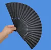 Party Favor Chinese Vintage Black Hand Fan Silk Fabric Face Bamboo Handle Dance Wedding Party Decorative Fan Classic Folding Fans SN6239