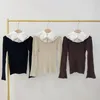 Women's Sweaters WAKUTA Detachable Laciness Collar Flare Sleeve Knit Sweater JAPAN Fashion Women Pullover Autumn Winter 2023 Pull Femme