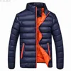 Męskie Parkas moda Mężczyźni UltraLight Long Rleeve Stand Zagroba Zimowe ciepłe Slim Fit Grube bąbelkowe płaszcz Casual Kurtka nr 35 Z230727