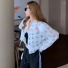 Women's Jackets Fashion Organza Sun Protection Coat Women Long Sleeve Summer Crop Tops 2023 Ropa Mujer Casual See Throught Sexy Y2k