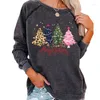 Frauen Hoodies 2023 Herbst Und Winter Tragen Mode Weihnachten Drucken Langarm Rundhals Pullover