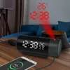 Alimentazione Sveglia a proiezione digitale con temperatura Rotazione di 180° USB Tavolo elettronico Camera da letto Orologi da comodino Funzione snooze da parete 3D