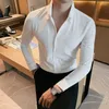 Chemises habillées pour hommes chemise blanche à manches longues sans repassage affaires travail professionnel vêtements à col costume décontracté bouton hauts grande taille M-5XL