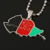 Collane con ciondolo mappa Afghanistan smaltato in acciaio inossidabile Catena color argento Jewelry2559