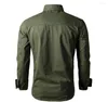 Erkek Ceketler Erkekler Askeri Taktik Gömlek Pamuk Nefes Üretilebilir Düz Renk Cep Gündelik Moda İnce Uygun Uzun Kollu Kargo Top Artı Boyut