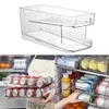 Hooks & Rails Double-layer Fridge Drink Organizer Drawer With Handle Self-rolling Soda Can Storage Bin Container Box Rack Holder T227S