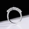 Vvs Moissanite S925 Prata 70 Cent Mosang Anel de Diamante Seven Princess Row Anel de Diamante Para Mulheres Dobrável Vestindo Simples e Moda Anéis de Pedras Preciosas