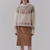 Kobiety Sweters Kobiety Vintage Jacquard O Neck Knited Sweater Autumn and Winter Unisex Long Rękaw Pullower Koletwear Koreańska wersja