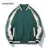 Mens Jackets ANBOHOU Hip Hop Varsity Jacket Men High Street Color Block Windbreaker Coats Spring Autumn Fashion College 230727