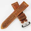 spot whole Italian Retro Brown Watch Band 22mm 24mm HandmadeGenuine Leather Vintage Strap for PAM for panerai320P