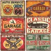 Dekorativa föremål Figurer Pappa Garage Metal Tin Signs Affisch Vintage Route 66 Car Tinplate Retro Plack Tire Shop Wall Art Decor 20x30cm 230727