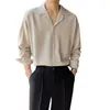 Mens Casual Shirts Oudere Mannen Kleding Senior Lente Cubaanse Hals Shirt voor Effen Kleur Mode Losse Drop Lange Mouw Jurk 230726