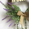 Coroa de flores decorativas de lavanda para parede para porta de casa decoração de flores artificiais de Natal