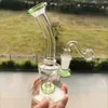 Bong Mini Recycler Dab Rig Grash Water Pipe Samll Purple Blue 14 мм Стеклянные масляные трубы для курящих пузырьки пузырьки