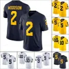 Michigan Wolverines 9 JJ McCarthy Trikot 2 Woodson 10 Tom Brady 97 Aidan Hutchinson Peppers College Football genäht Gelb Blau Weiß Herren