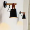 LED Wandleuchte Holz Wandlampen Moderne Wandlampen im nordischen Stil Bett Nachttischlampe E27 85-265V Weiß Schwarz Lampenschirm Home Decor I34214v