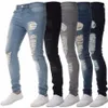 EBAIHUI Mens Designer Jeans Ripped Skinny Slim Élastique Denim Fit Biker Jeans Mode Zipper Rippe Long Pants336V