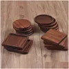 Mats Pads Wood Placemats Decor Heat Resistant Drink Pad Home Table Tea Coffee Cup Mat Square Round Drop Delivery Garden Kitchen Dini Otz0W