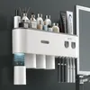 Portaspazzolino rovesciato ad adsorbimento magnetico Doppio distributore automatico di spremiagrumi per dentifricio Rack di stoccaggio Accessori per il bagno230L