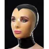 Black Red Latex mask with transparent face Latex Hoods Back Zipped mask costumes props238A