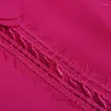 Abiti casual Colletto con volant con volant Applicazioni di fiori con perline Cintura a fascia con maniche a 3/4 - Lunghezza Chiffon fucsia da sera Lusso 2023