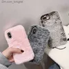 Mobiltelefonfodral Fashion Lady Gift -fodral för iPhone 12 XS Max XR X 11 Pro Max SE Furry Fluffy Warm Cover Plush Soft Phone Case Z230728