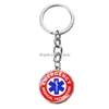 Schlüsselanhänger Lanyards Blue Life Star Schlüsselanhänger Diabetiker Medizinischer Notfallalarm Arzt Krankenschwester Schlüsselanhänger Mtistyle Glas Cabochon Auto Holde Dhcuv