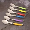 Cucchiai Cucchiaio da tavola Laguiole in acciaio inossidabile Set di cucchiai grandi grandi Manico arcobaleno Paletta per zuppa Multi colore Posate Cafe 6 pezzi 8 5i292e