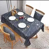 Mantel nórdico hogar negro patrón geométrico mantel impermeable Rectangular mantel mesa de centro para sala de estar R230731