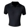 Męskie Polos Summer's Slim Fit Fashion Mash V-Neck Polo koszulka dla mężczyzn dzianinowa koszula polo z krótkim rękawem moda Polo T-shirt 230727