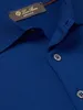 polo firmate da uomo Camicia Loro Piana Manica lunga Slim-Fit Wish Polo in lana vergine Blu Navy Top autunno inverno