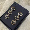 Fashion Retro Earring Women Designer Jewelry Stud Flowers Pearl Orecchini a doppia lettera Accessori per gioielli