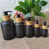 Storage Bottles Free Pink/Amber Frosted Glass Bottle White Pump Bamboo Cap Cosmetic Packing For Liquid Oil