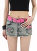 Rokken Zomer Vrouwen Denim Rok Retro Mini Jean Met Riem Koreaanse Stijl Lage Taille Y2k Harajuku Vintage Punk Coquette Gyaru 230727