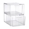 Storage Boxes 2 Pieces Acrylic Container Vanity Dresser Jewelry Organizer Tabletop Clear Box For Makeup Nail Supplies