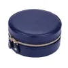 Portable Round Jewelry Box Travel Zipper PU Leather Jewelry Display Box Storage Bag Gift Earring Storage Suitcase for Home264y