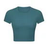 Yoga korte mouw sport crop top outdoor fitness hardloophoogte reparatie elastische fitness t-shirt