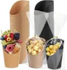 صناديق 50 مجموعة 14 أوقية يمكن التخلص منها كؤوس charcuterie ، Kraft Paper French Friese حامل للوافل أو الرقائق أو الفشار أو الحفلات