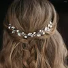 Hair Clips Bohemian Green Crystal Bridal Headband Flower Handmade Wedding Accessories Prom Party Girls Vine Jewelry
