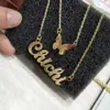 Pendant Necklaces DOREMI Christmas Butterfly with Personalized Name Nameplate Charm Jewelry Stainless Steel Gift For Women Lovers 230727