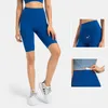 L184 Leggings curtos de cintura alta Sem shorts de ioga femininos Shorts esportivos de cor sólida Calças elásticas fitness para treinamento com ajuste clássico de cinco pontas